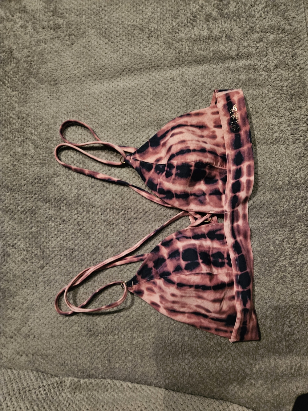 PINK Victoria's Secret Pink and Black Tie-Dye Triangle Bralette